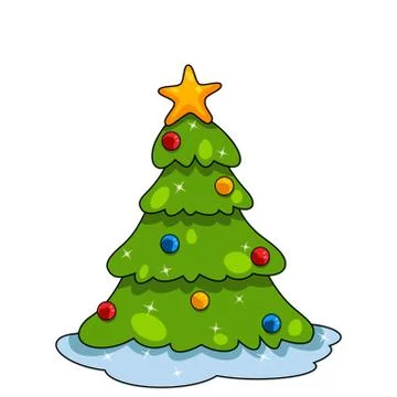 Green christmas tree element for winter holiday isolated on white Stock Illustration