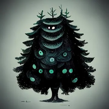 GREEN CHRISTMAS TREE Stock Illustration