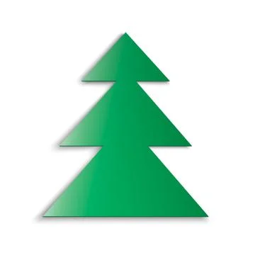 Green christmas tree soft shadow on white background Stock Illustration