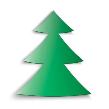 Green christmas tree soft shadow on white background Stock Illustration
