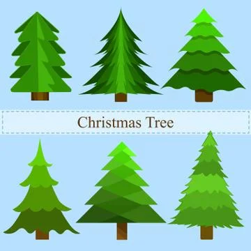 Green christmas tree vector set Stock Illustration
