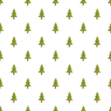 Green christmas trees creating a seamless pattern design 库存插图