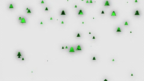 Green "Christmas trees". Falling trees animation on the alpha channel. Stock Footage 258947220