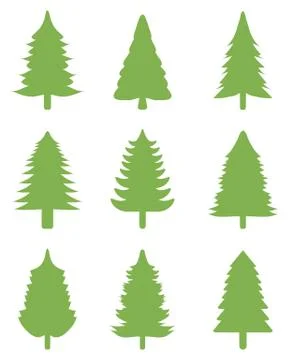 Green Christmas trees Stock Illustration