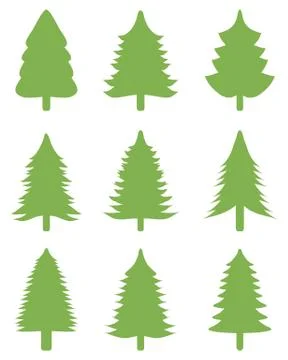 Green Christmas trees Stock Illustration