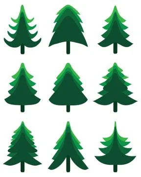 Green Christmas trees Stock Illustration