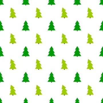 Green Christmas trees pattern on white background. Vector illustration Illustrazione stock