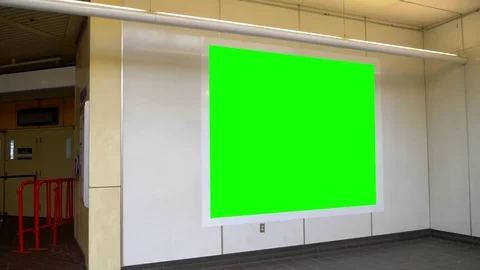 Green Chroma Background Large Billboard Advertising Blank Screen Banner Stock Footage 83727784