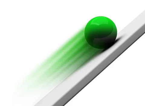 Green chrome ball rolling upwards 3d Stock Illustration