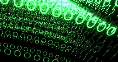 Green cinematic antivirus binary code in digital cyber space wave  Stock Footage 80438991