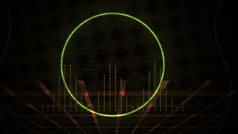 Green Circle with Audio Visualizer on Dark Background for Technology Themes Stock Footage 343711038