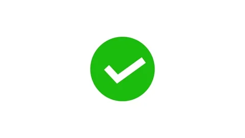 Green circle becomes check mark animation. Stockbeeldmateriaal 331897795