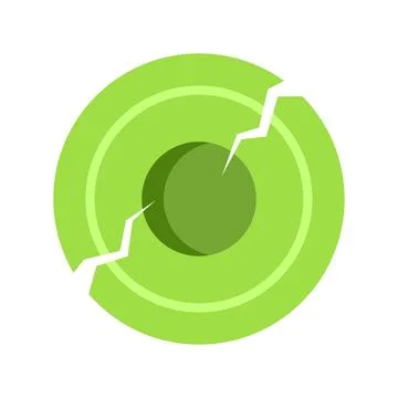 Green circle breaking and cracking in abstract design Stock Illustration