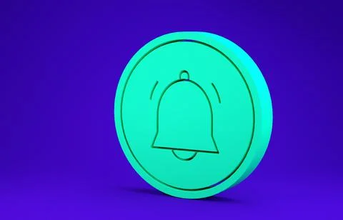 Green Circle button and chat notification icon isolated on blue background. N Illustrazione stock