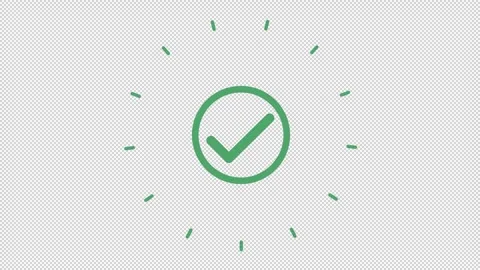Green circle check mark with particle Video stock 330147501