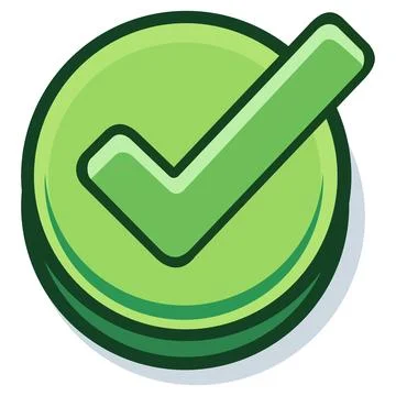 Green circle check mark sign button icon Stock Illustration
