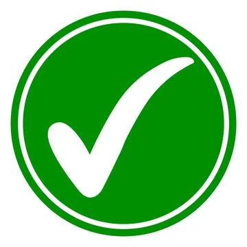 Green circle check mark symbol for approval confirmation completion status Stock Illustration