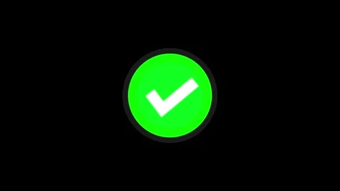 Green circle checkmark animation for positive verification status. 스톡 동영상 337081713