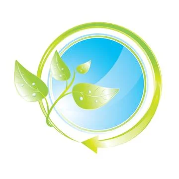Green circle concept icon with arrow and floral, vector illustration Stock Illustration