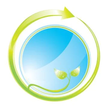 Green circle concept icon with arrow and floral, vector illustration Stock Illustration