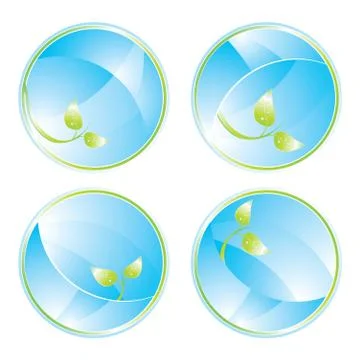 Green circle concept shiny icon set, vector illustration Illustrazione stock