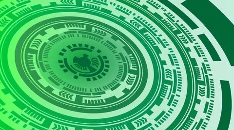 Green circle with futuristic tgeometric pattern Stock Illustration