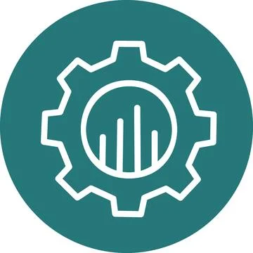 Green Circle Gear Analytics Process Icon Stockillustratie