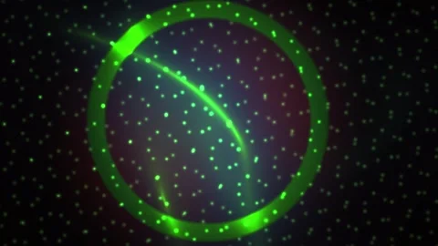 Green Circle with Glowing Grid and Dynamic Laser Beam Motion for Tech Visuals Stock Footage 343711175