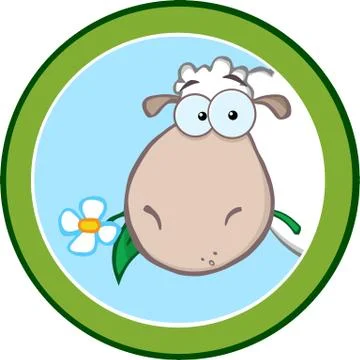 Green Circle Label With Sheep Stock Illustration