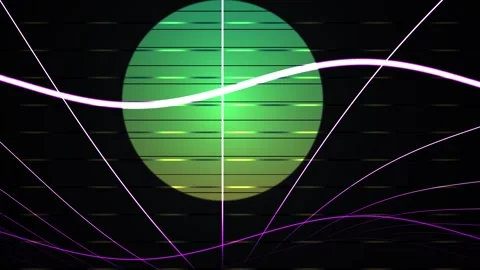Green circle with lines on black background. Stock Footage 335526749