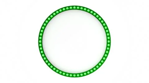 Green circle marquee light board sign retro on white background. 3d rendering Stock Illustration