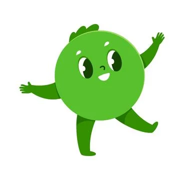 Green circle math shape cartoon funny character イラスト素材