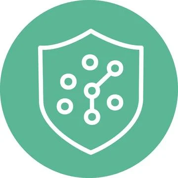 Green Circle Shield Molecule Security Icon 스톡 일러스트