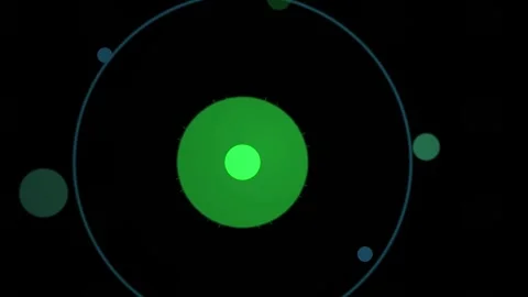 Green circle with smaller circles orbiting. Stock Footage 334885011