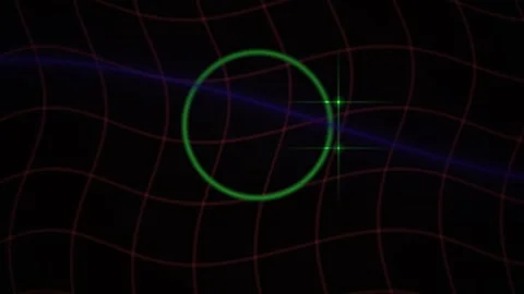 Green Circle Target Interface with Glowing Lines on Dark Grid Stock Footage 343710858