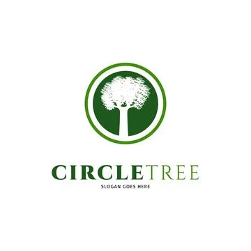 Green circle tree vector logo design template Stock Illustration