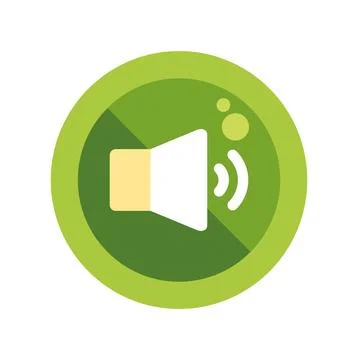 Green circle volume button with sound waves Stock Illustration