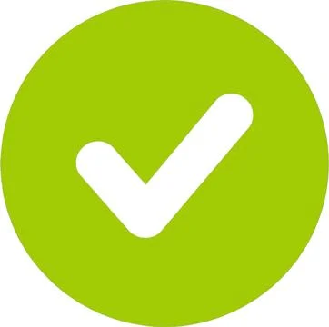 Green Circle with White Check Mark Icon - Approval, Success, Done Symbol Stockillustratie
