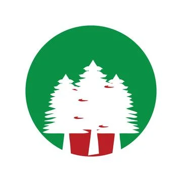Green Circle White Pine Trees イラスト素材