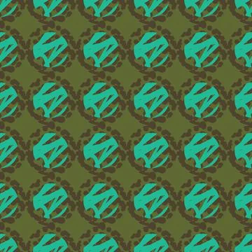 Green circles abstract geo seamless vector pattern Stock Illustration