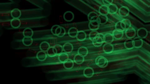 Green circles and red rectangles forming abstract pattern Stock Footage 337017073
