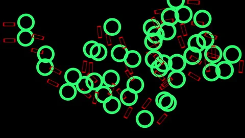 Green circles and red rectangles geometric abstract pattern Stock Footage 337394836