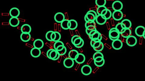 Green circles and red rectangles forming abstract pattern Illustrazione stock