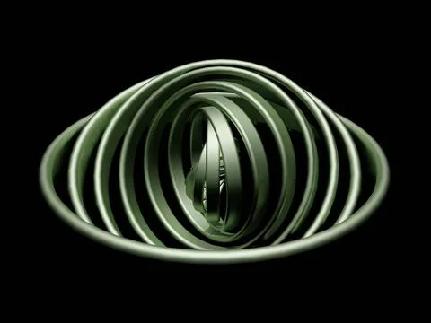 Green circles on black background. 3d illustration. 3d rendering. Stock Illustration