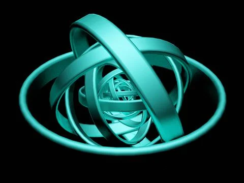 Green circles on black background. 3d illustration. 3d rendering. Stock Illustration