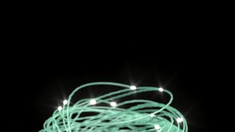 Green circles curve lines ai glow led lights Stock Footage 334679015