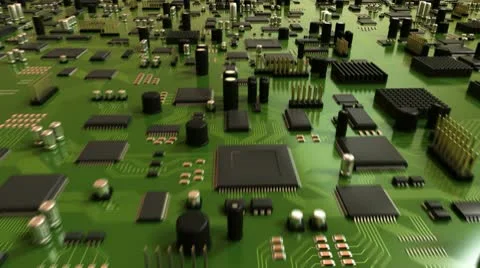 Green Circuit Board and CPU Stock Footage 10593075