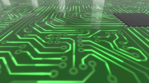 Green Circuit Board Background for Technology and Electronics Stock Footage 306193152