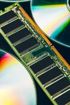 Green circuit board of a computer close up Stock Photos