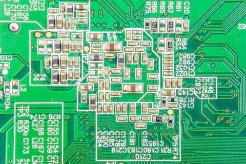 Green Circuit board. Electronic computer hardware technology, Foto stock